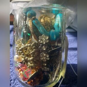 Assorted Jewelry Jar with Turquoise and Gold Accents